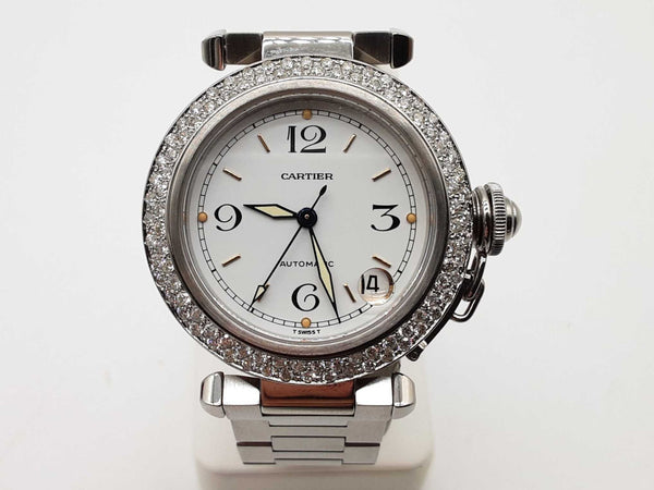 Cartier 2324 35 Pasha Diamond Bezel Stainless Steel Automatic Watch Do1124wxzxde