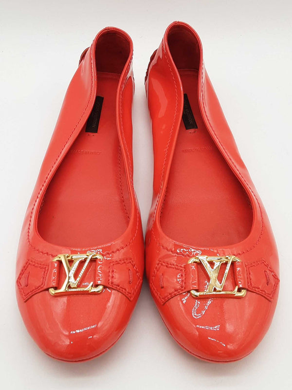 Louis Vuitton Red Orange Patent Leather Flats Size Eu 39.5 Do0925oxzde