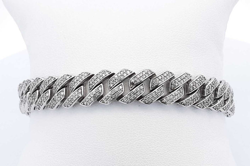 8.97ctw Diamond Cuban Link Bracelet 10k White Gold 27.3g 8.5 Inch Eb0225lwxzsa