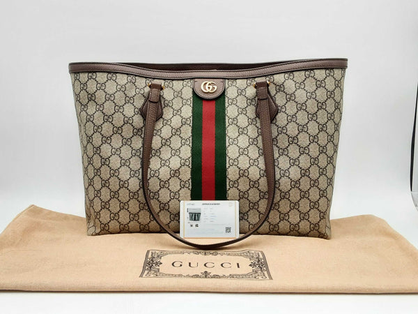 Gucci Ophidia Medium Tote Bag In Beige & Ebony Fw0125rxzsa