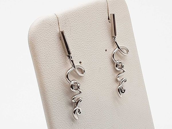 0.02 Cttw Diamonds 0.925 Silver 2.2g Love Dangle Stud Earrings Do0725lwde