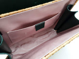 Gucci Sylvie Green Leather Tan Wicker Handbag Do0225exzde