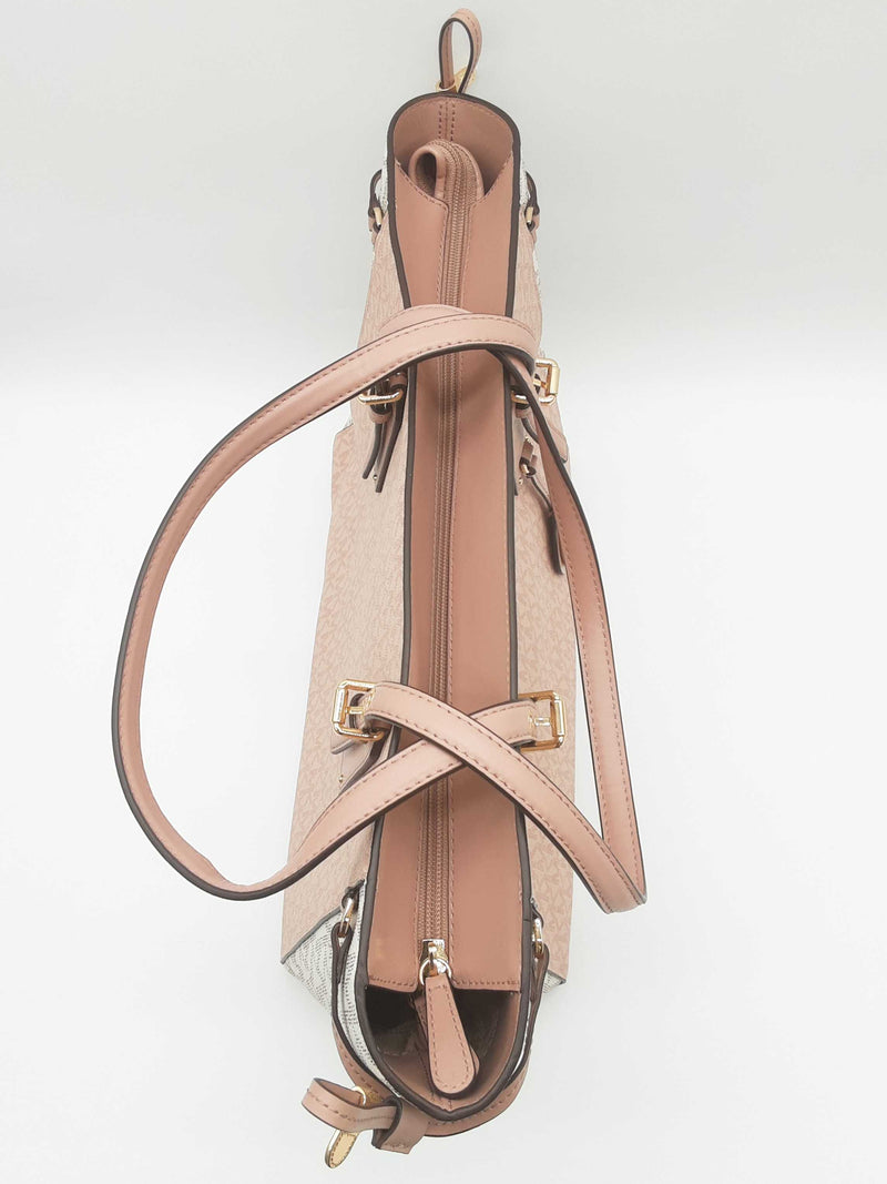 Michael Kors Voyager Ballet Pink Tan Signature Tote Bag Do0525pxde