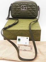 Gucci Gg Quilted Marmont Crossbody Bag In Military Green Eb1124wrxsa