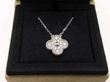 Van Cleef Alhambra Diamonds 18k White Gold Pendant Chain 16 In Do0426woxzde