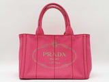 Prada Small Canapa Logo Print Tote Bag In Peony Pink Cotton Canvas Fw0626orzdu