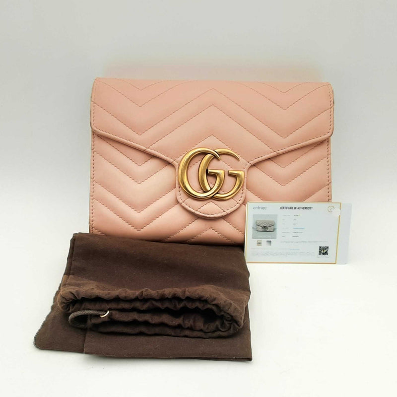 Gucci Gg Marmont Chevron Quilted Leather Flap Hs0624rrxsa