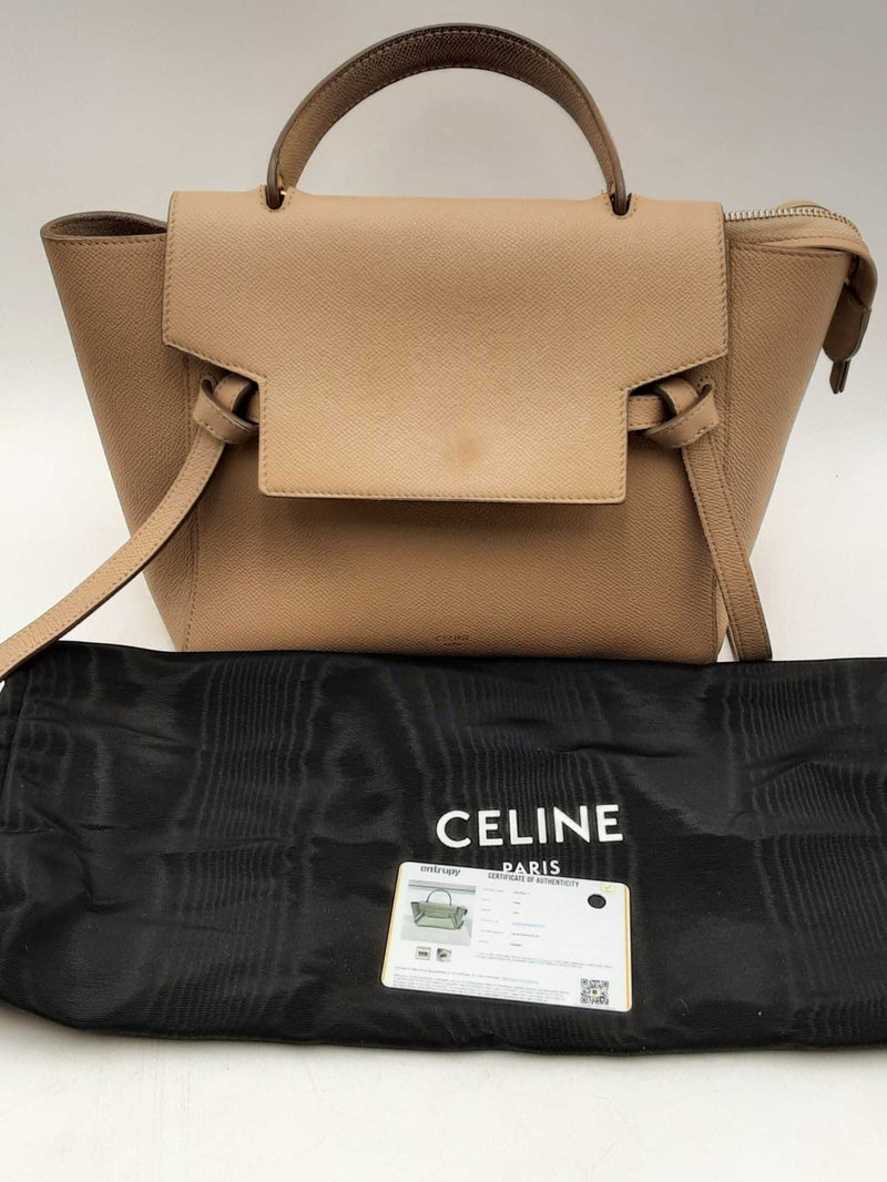 Celine Micro Belt Beige Leather Top Handle Bag Eb1024pxzsa