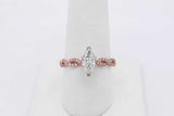 0.65ctw Center Marquis Diamond Ring 14k Rose Gold 2.6 Grams Size 8 Eb0726cxzsa