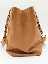 Chanel Caramel Beige Quilted Caviar Leather Shopping Tote Bag Do0725loxzde