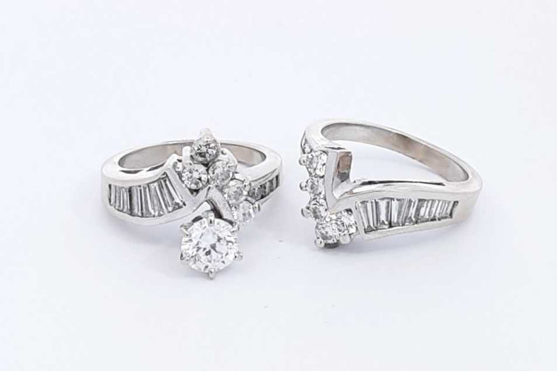 2.08ctw Diamond Wedding Set In 14k White Gold 10.7 Grams Size 5.5 Eb0125llxzsa
