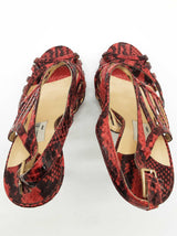 Jimmy Choo Red Python Printed Snakeskin Leather Heels Size Eu 40 Do0826lxzde
