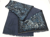 Alexander Mcqueen Blue Water Pattern Print Silk Wool Scarf Do1025lxzde
