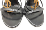 Saint Laurent Cassandra Black Leather Heels Size 39.5 Eb0626exdu