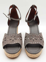 Coach Kelsi Gray Suede Espadrille Sandal Heels Size Eu 37.5 Do0425lxde