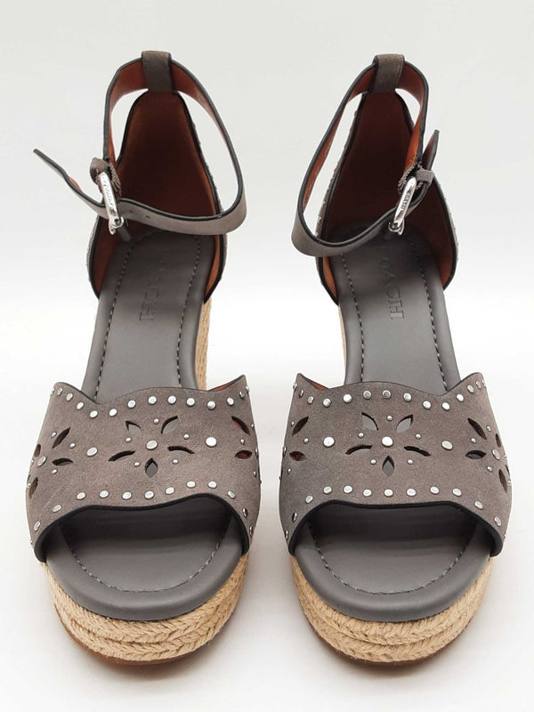 Coach Kelsi Gray Suede Espadrille Sandal Heels Size Eu 37.5 Do0425lxde