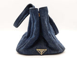Prada Canapa Tote Bag In Blue Denim Fw0126wxzdu