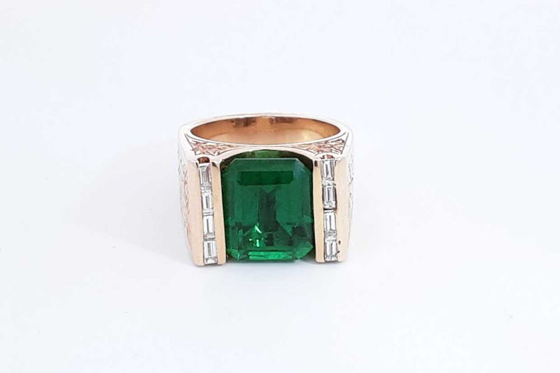 Emerald & Diamond Ring In 10k Yellow Gold 16.7 Grams Size 7.5 Eb1124pxzdu