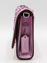 Coach Small Flap Clutch In Lilac Metallic Leather & Sequins Fw1125