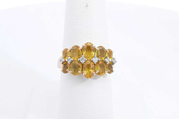 Yellow Gemstone & Diamond Ring In 14k Yellow Gold 3.5 Grams Size 7.5 Eb1024loxsa