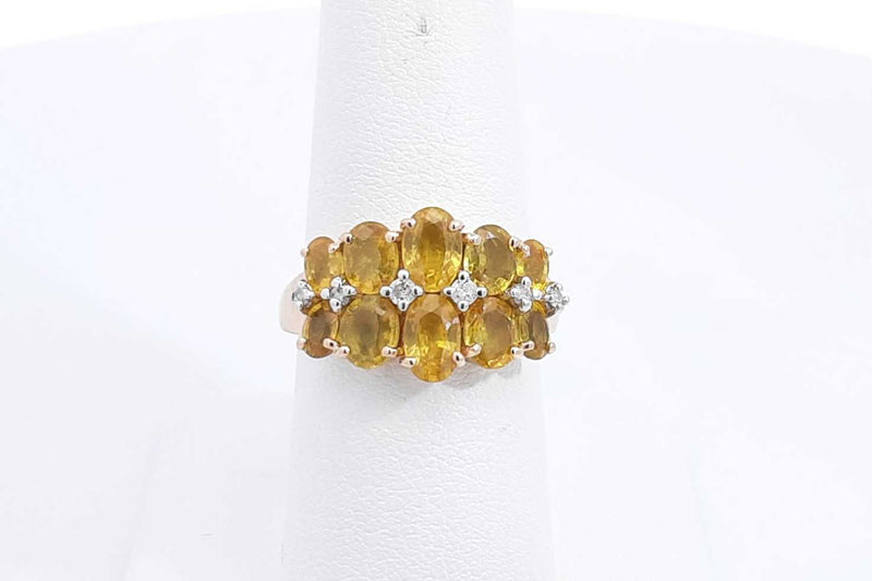 Yellow Gemstone & Diamond Ring In 14k Yellow Gold 3.5 Grams Size 7.5 Eb1024loxsa