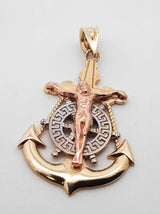 10k Tri-tone Gold Mariner Anchor Crucifix Pendant 3 Grams Fw0726lcxdu