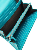 Gucci Gg Marmont Matelassé Chain Wallet In Pavone Cyan Velvet Fw0725wrzdu