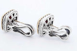 David Yurman Albion 925 Sterling Silver & 18k Yellow Gold Garnet Omega Back Earrings 17.8 Grams Eb1225lxzde