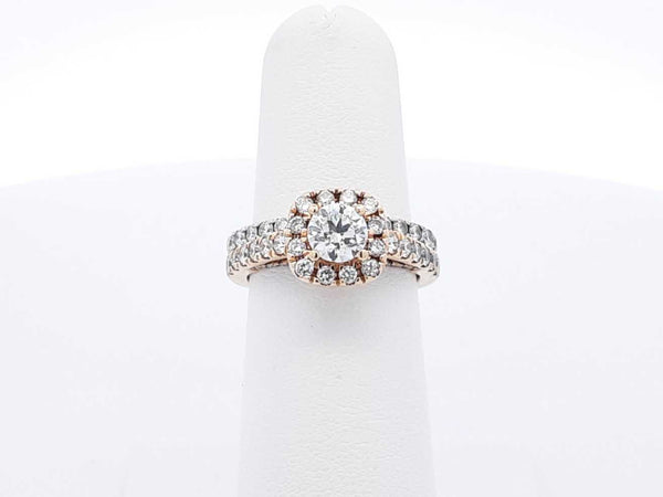 1.36 Cttw Diamond & 14k Gold Halo Ring With Cert 6.3 Grams Size 5.25 Fw0625rwzdu