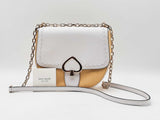 Kate Spade Robyn Chain Saddle Bag In White Leather & Raffia Fw0825wxdu