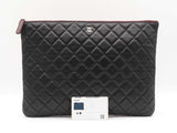 Chanel Large Cosmetic Case In Black Diamond-quilted Leather Fw1225prxdu