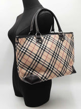 Burberry Blue Label Tote Bag In Nova Check Canvas & Brown Leather Fw0326orzdu