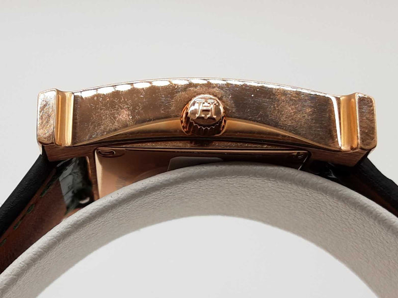 Hermes 25 Heure H Green Malachite Dial Rose Gold Quartz Watch Do0325crxzde