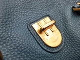 Prada Vitello Daino Push Lock Dbl Buckle Blue Handbag Aa0926wzxsa
