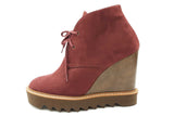Stella Mccartney Leana Faux Suede Burgundy Wedges Size 40 Eb0925exde
