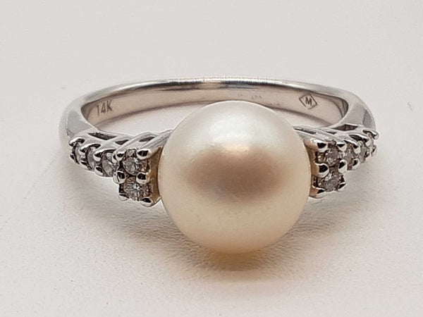 White Pearl 14k White Gold 3.2g Ring Size 7 Do0925loxde