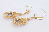 18k Yellow Gold Filigree Dangle Earrings With Blue Gemstones 8.9g Eb0526rirsa