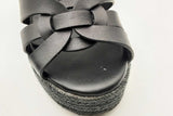 Saint Laurent Black Leather Wedge Espadrilles Size 36 Eb1124crsa