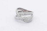 3.0cttw Diamond Criss-cross Ring In 14k White Gold 6.5 Grams Size 7 Eb0626cxzsa
