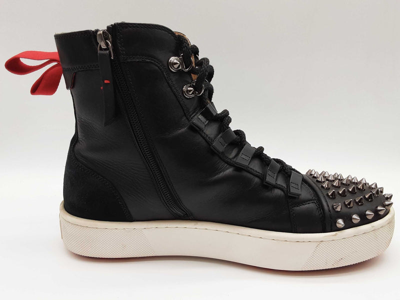 Christian Louboutin Smartic Black Leather Studded Boots Size Eu 44 Do0325wxzde