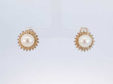 0.40 Cttw Diamond, Pearl, & 14k Yellow Gold Halo Earrings 5.7 Grams Fw0925owzdu