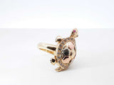 3 Legged Mama And Baby Turtle Locket Ring In 14k Tri-color Gold 8.8 Grams Size 6.5 Fw0726rzxdu