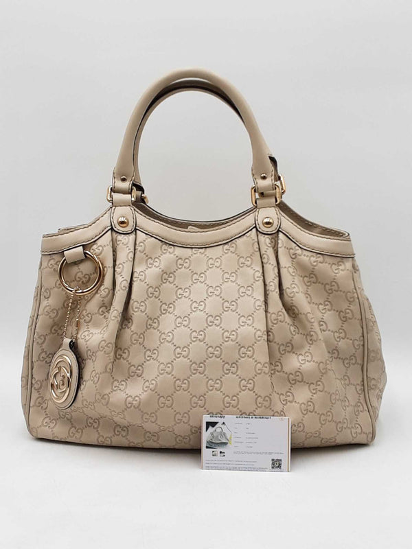 Gucci Sukey Medium Tote Bag In Mystic White Guccissima Leather Fw1125lrxdu