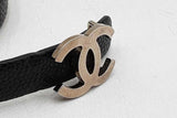 Chanel Black Leather Belt With Silver Tone Interlocking Cc Buckle Eb1025wrxdu