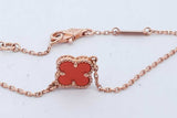 Van Cleef & Arpels 18k Rose Gold Carnelian Alhambra Bracelet 5.5 In Eb1026rxzde
