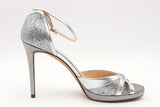 Jimmy Choo Talia Glitter Silver Metallic Heels Size 40.5 Eb0425lxzsa