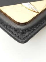 Fendi Monster Eyes Card Holder Wallet In Black Leather Fw0726oxzdu