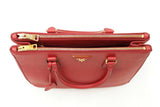 Prada Galleria Double Zip Tote Bag In Red Saffiano Leather Fw0925przdu