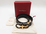 Salvatore Ferragamo Ganici Black Leather Large Metal Buckle Belt Do0326lorde