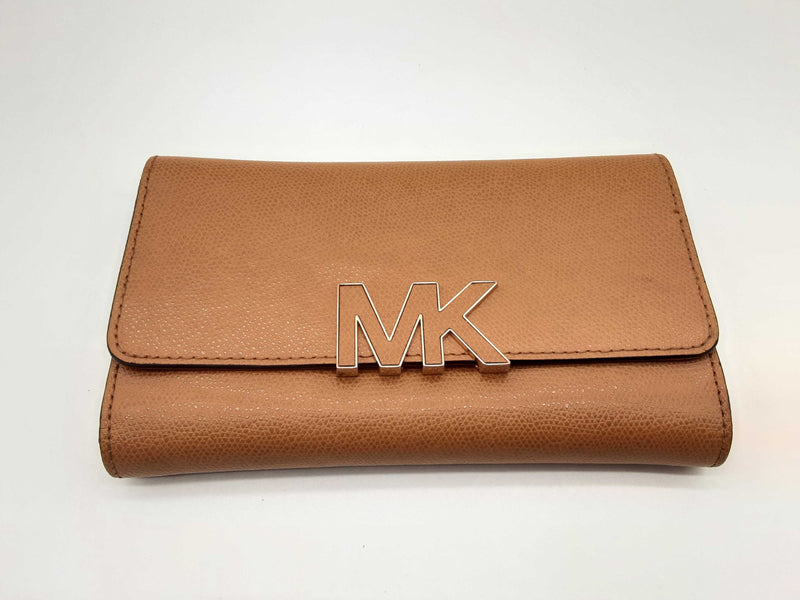 Michael Kors Florance Large Brown Pebbled Leather Billfold Wallet Do0424wrde